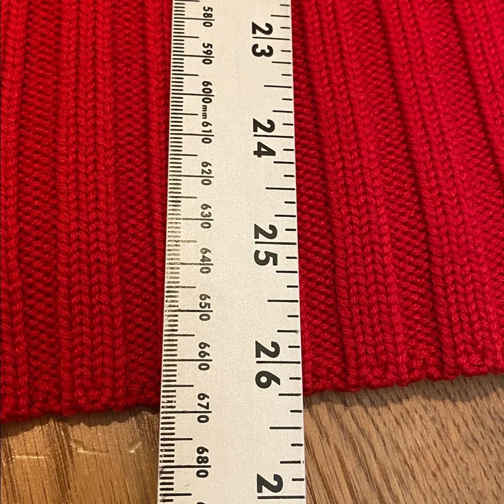 Carlisle Vtg Heavy Ribbed Merino Wool Red Cowl Neck Button Zip Cardigan Jacket L - Picture 14 of 15
